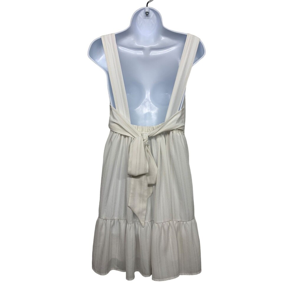 Lucy in the Sky Women's size XL White Striped Babydoll Ruffle Dress Tie Back - Picture 7 of 8